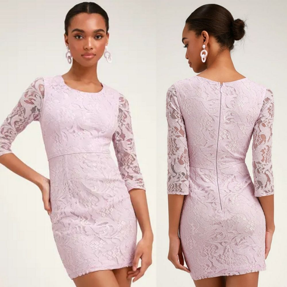 Lulu's All For You Eyelet Lace Mini Dress Pastel Lilac Purple SZ XL